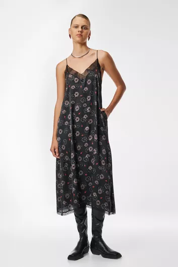 Cloud9 By L Fusion Φόρεμα All day Midi με Τιράντα Κομπινεζόν με Print Μαύρο