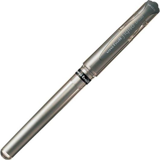Uni-Ball Signo Broad UM-153 Στυλό Gel 1mm Ασημί με Ασημί Μελάνι