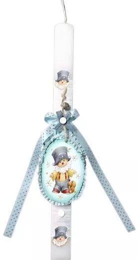 Πασχαλινή Λαμπάδα τετράγωνη Κλόουν Μπλε