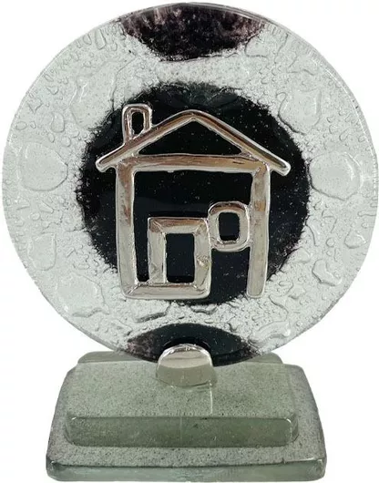 Γούρι Marhome Επιτρaπεζιο Διακοσμητικο Σπιτι Ασημι Φυσητο Γυαλι Μαυρο Λευκο Υ12cm S1445-1922-10a