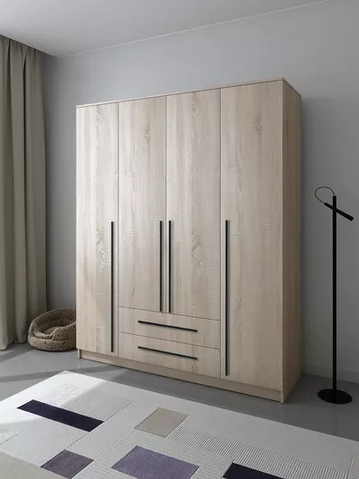 Ντουλάπα Ρούχων Τετράφυλλη Lumea 160x50x195cm Sonoma