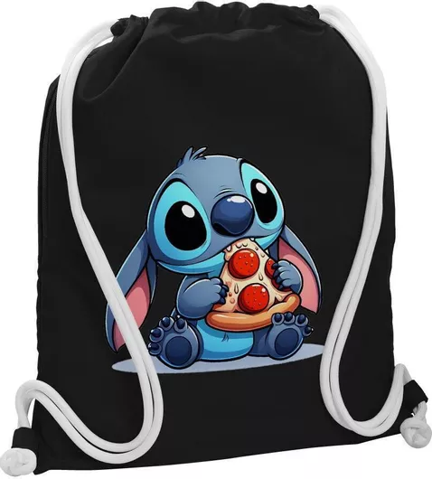 Παιδική Τσάντα Πλάτης Koupakoupa Stitch Pizza 40x48cm Μαύρο