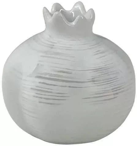 Κεραμικό Διακοσμητικό Ρόδι Μικρό Λευκό Φ7.3x7.5cm 6/48kib