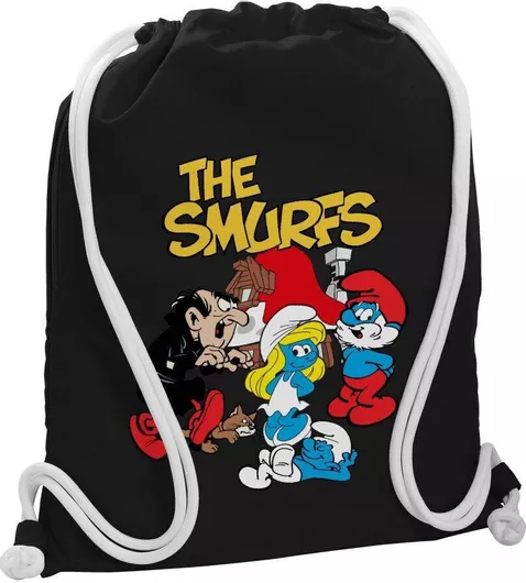 Παιδική Τσάντα Πουγκί Koupakoupa Τα Στρουμφάκια 40x48cm Μαύρο