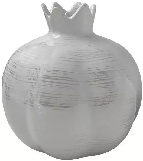 Κεραμικό Διακοσμητικό Ρόδι Μεγάλο Λευκό Φ12.3x13cm 1/κιβ.