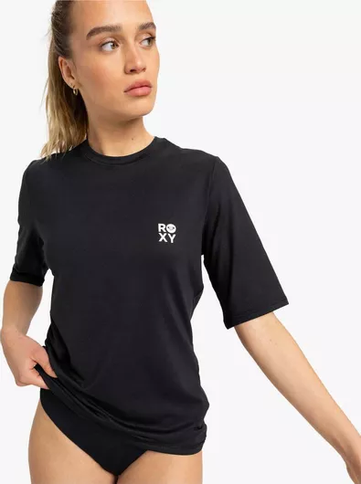 Roxy Waves Γυναικεία Κοντομάνικη Αντηλιακή Μπλούζα Μαύρο