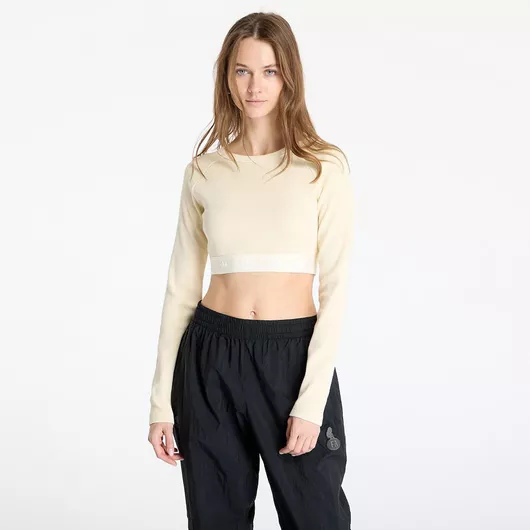 Γυναικείο Crop Top Βαμβακερό Μακρυμάνικο Cream White