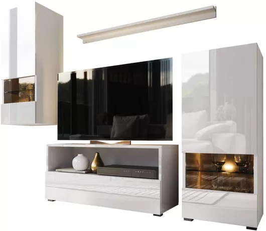 Σύνθετο Σαλονιού Sastre με Βιτρίνα & Φωτισμό Μ106xΒ38xΥ94cm Λευκό