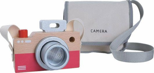 Gerardo's Toys Σετ Ξύλινης Φωτογραφικής Μηχανής Με Υφασμάτινη Θήκη από Ξύλο για 3+ Ετών