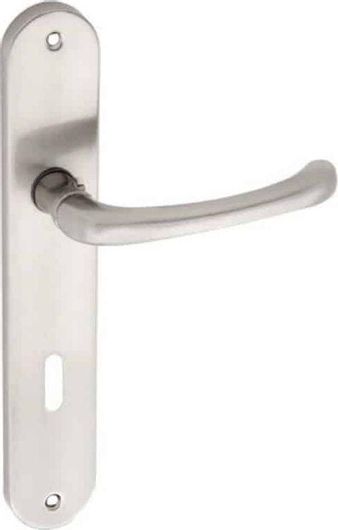 Πόμολο Μεσόπορτας Import Hellas με Πλάκα 215 Ζεύγος Ματ Νίκελ