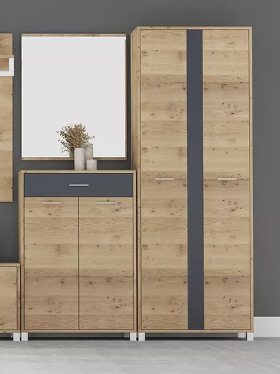 Έπιπλο Εισόδου Ντουλάπα 72x37x196cm Φυσικό/ανθρακί