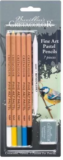 Ξυλομπογιές Σετ 7τεμ Cretacolor F.art Pastel Μολυβια Σφομυλι Γομα