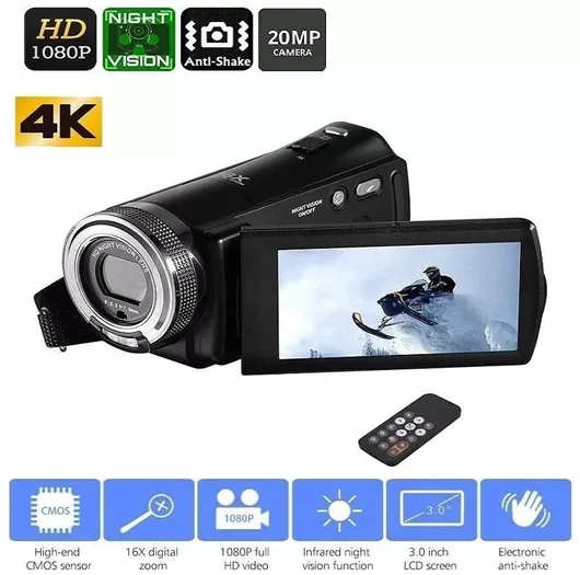 Βιντεοκάμερα Andowl QDV16X Full HD (1080p) Αισθητήρας CMOS Αποθήκευση σε Κάρτα Μνήμης με Οθόνη 3" & USB 2.0