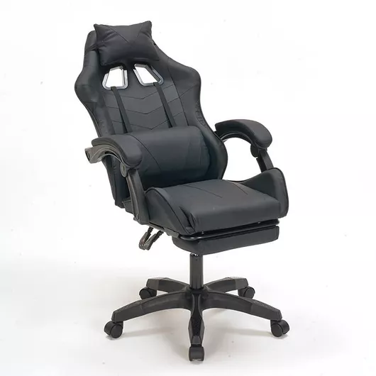 Καρέκλα Gaming Zita Plus 01.0412 Δερματίνης με Υποπόδιο Μαύρο