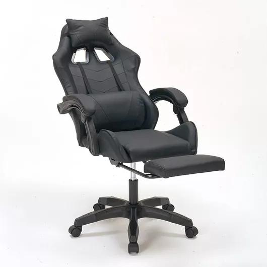 Καρέκλα Gaming Zita Plus 01.0412 Δερματίνης με Υποπόδιο Μαύρο