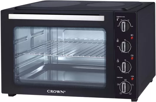 Ηλεκτρικό Φουρνάκι Crown 48lt με 2 Εστίες & Αέρα Μαύρο