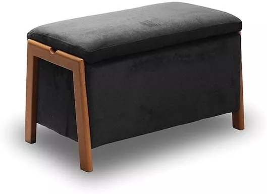 Σκαμπό Σαλονιού με Αποθηκευτικό Χώρο Επενδυμένο με Βελούδο Dali Grey 75x42x44cm