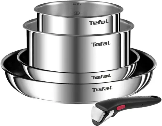 Σετ Μαγειρικά Σκεύη Tefal Ingenio Emotion από Ανοξείδωτο Ατσάλι με Αντικολλητική Επίστρωση 5τμχ