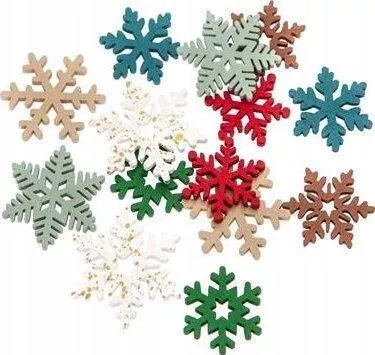 Dp Craft Ξύλινες Νιφάδες Χιονιού 14 Τεμ Πολύχρωμες Επιχρυσωμένες