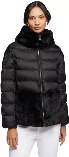 Geox Κοντό Γυναικείο Puffer Μπουφάν Χειμώνα Μαύρο