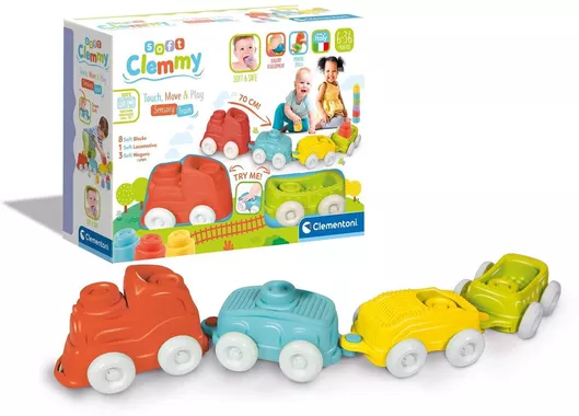 Τουβλάκι Baby Clementoni Baby Train Sensory για 6+ Μηνών 12τμχ.