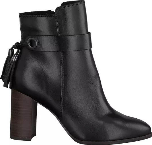 Tamaris Δερμάτινα Γυναικεία Μποτάκια Αστραγάλου με Ψηλό Τακούνι Μαύρο