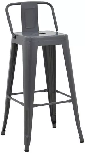 Σκαμπό Μπαρ με Πλάτη Μεταλλικό Utopia Ανθρακί Απόχρωση 42x42x86cm