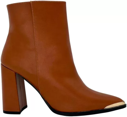 Γυναικεία Μποτάκια με Ψηλό Τακούνι Καφέ