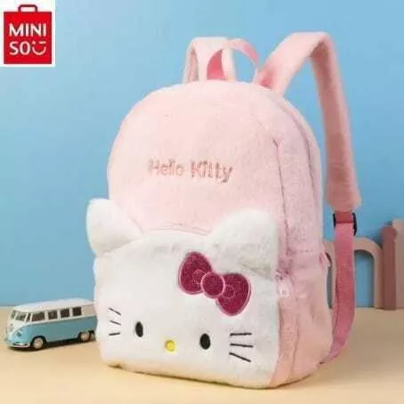 Λούτρινη Παιδική Τσάντα Backpack Hello Kitty Oεμ Κ.2085 Ροζ Pink