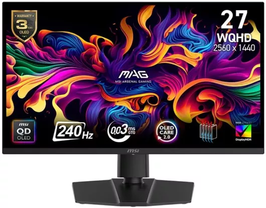 Gaming Οθόνη Υπολογιστή MSI MAG 271QPDE X24 QD-OLED HDR 27" QHD 2560x1440 240Hz  0.03ms GTG