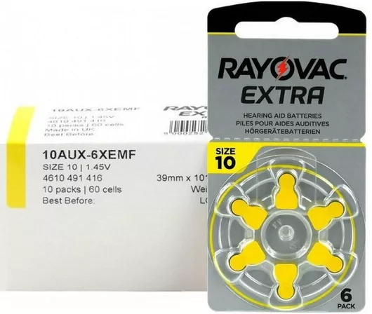 Μπαταρία Ακουστικού Βαρηκοΐας Rayovac Extra Advanced 10 1.45V Σετ 60τμχ