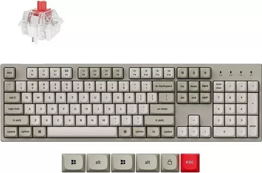 Gaming Μηχανικό Πληκτρολόγιο Keychron C2 Pro C2PX-M1 με Keychron Red διακόπτες & RGB φωτισμό Αγγλικό US Retro