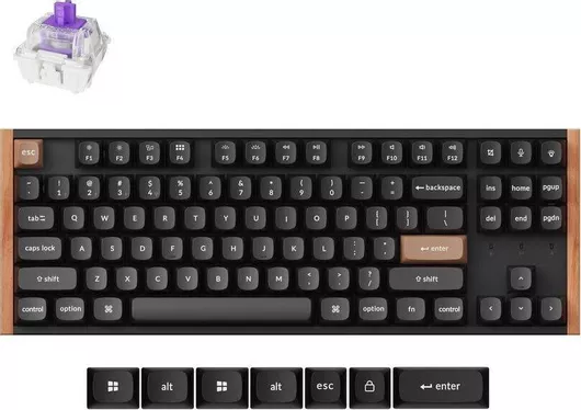 Gaming Πληκτρολόγιο Keychron K8 HE K8H-F1 Ασύρματο Ηall Effect Tenkeyless με Magnetic διακόπτες & RGB φωτισμό Αγγλικό US Special Wood Edition
