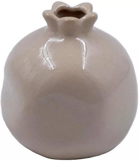 Γούρι Επιτραπέζιο Ρόδι από Κεραμικό Υλικό Εκρού 12cm