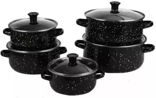 Σετ Κατσαρόλες Herzberg από Ανοξείδωτο Ατσάλι με Εμαγιέ Επίστρωση 10τμχ.