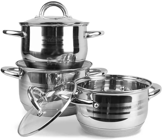 Σετ Κατσαρόλες Maestro από Ανοξείδωτο Ατσάλι Ασημί