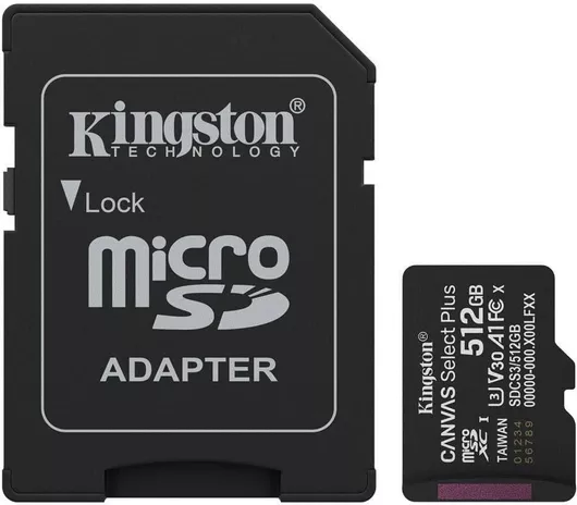Κάρτα Μνήμης 512gb Microsdhc Memory Card Adapter Kingston Canvas Select Plus Class 10 Uhs-i Read Speed Up To 150mb/s