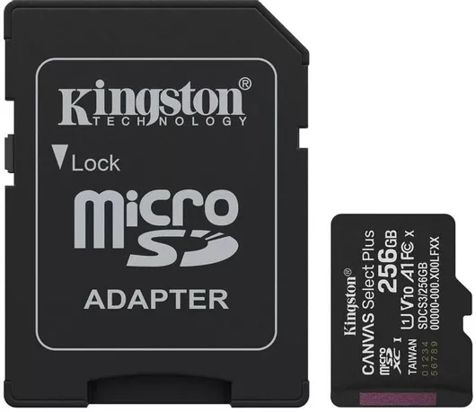Kingston Canvas Select Plus Κάρτα Μνήμης 256GB microSDXC Class 10 UHS-I με Αντάπτορα