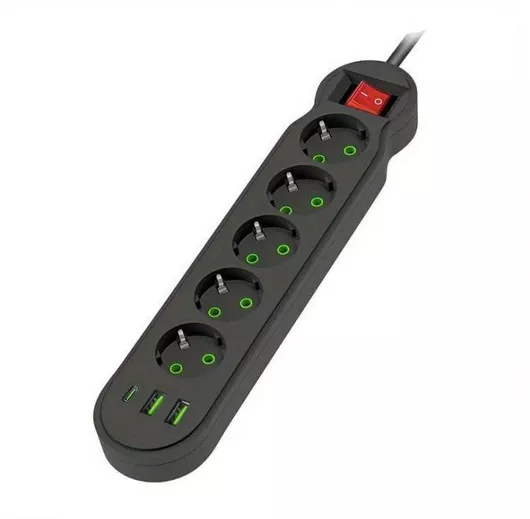 Πολύπριζο 3M Ασφαλείας 5 Θέσεων με 2 USB-A USB-C & Καλώδιο 3m