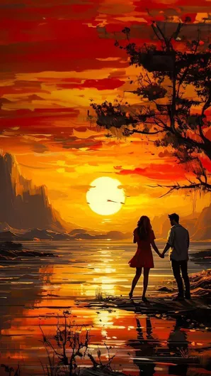 Olympus Diamond Painting "Romantic couple at sunset" - Ψηφιδωτό Μωσαικό "Ρομαντικό ζευγάρι στο ηλιοβασίλεμα" 40Χ30