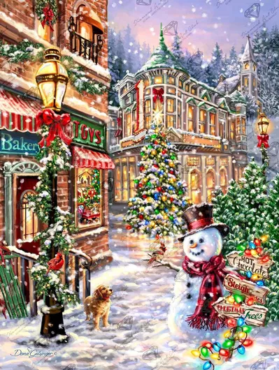 Olympus Diamond Painting "Merry main street,Christmas mood" - Ψηφιδωτό Μωσαικό "Στολισμένος δρόμος τα χριστούγεννα" 40Χ30