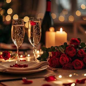 Olympus Diamond Painting "Romantic dinner, table for couple with roses and wine" - Ψηφιδωτό Μωσαικό "Ρομαντικό δείπνο,τραπέζι για ζευγάρι με τριαντάφυλλα και κρασί" 50Χ40