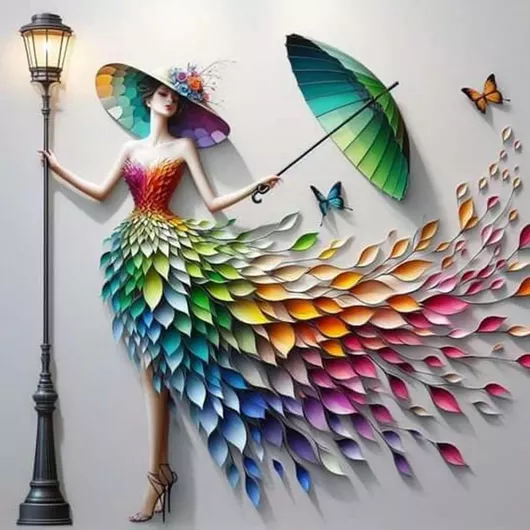 Olympus Diamond Painting "Colorful lady" - Ψηφιδωτό Μωσαικό "Χρωματιστή γυναικεία φιγούρα" 50Χ40