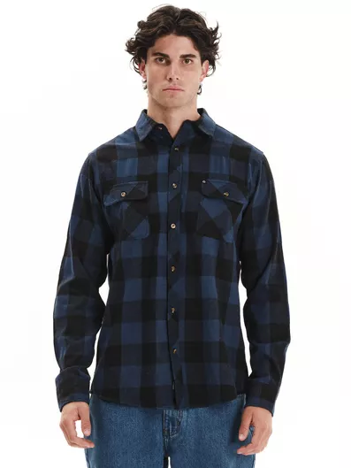 Emerson Ανδρικό Καρό Φανελένιο Πουκάμισο Blue Black