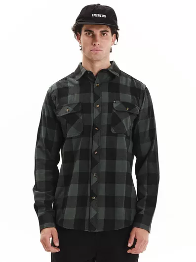 Emerson Ανδρικό Καρό Φανελένιο Πουκάμισο Pine Black