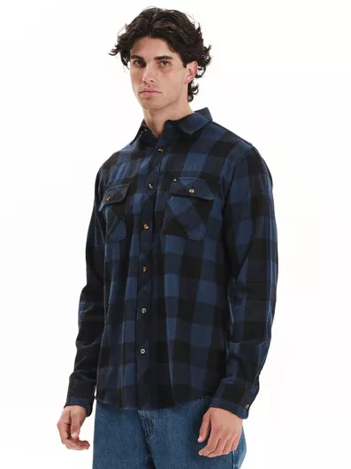 Emerson Ανδρικό Καρό Φανελένιο Πουκάμισο Blue Black