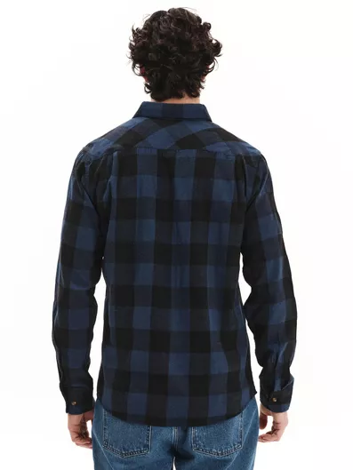 Emerson Ανδρικό Καρό Φανελένιο Πουκάμισο Blue Black