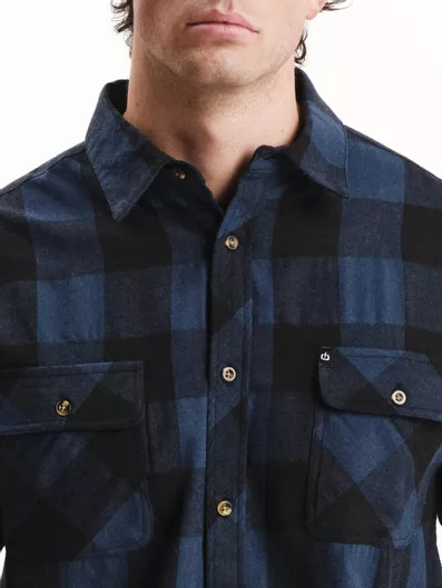 Emerson Ανδρικό Καρό Φανελένιο Πουκάμισο Blue Black