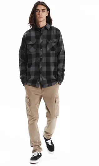 Emerson Ανδρικό Καρό Φανελένιο Πουκάμισο D Grey Black