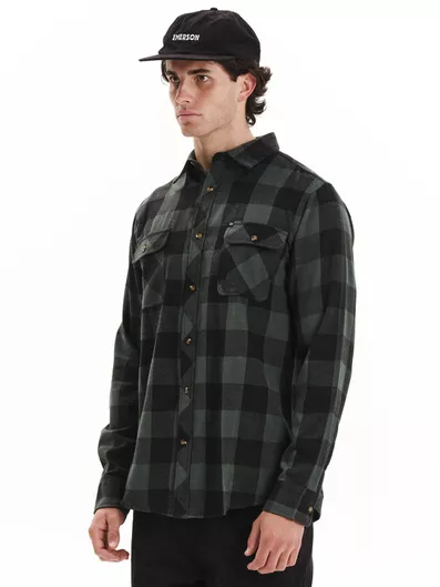 Emerson Ανδρικό Καρό Φανελένιο Πουκάμισο Pine Black
